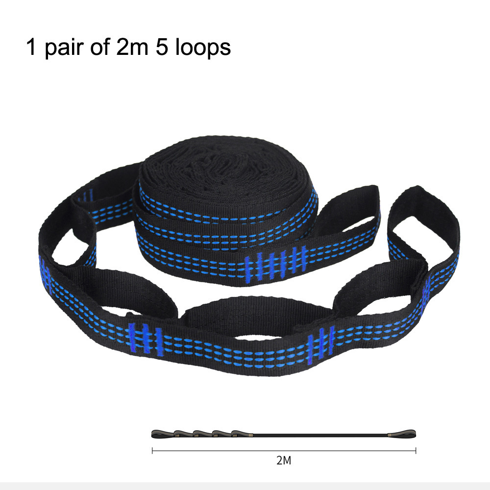 Pair of Hammock Straps 2 Meters 5 Loops Adjustable Tree Hanging Belts Hammock Ropes