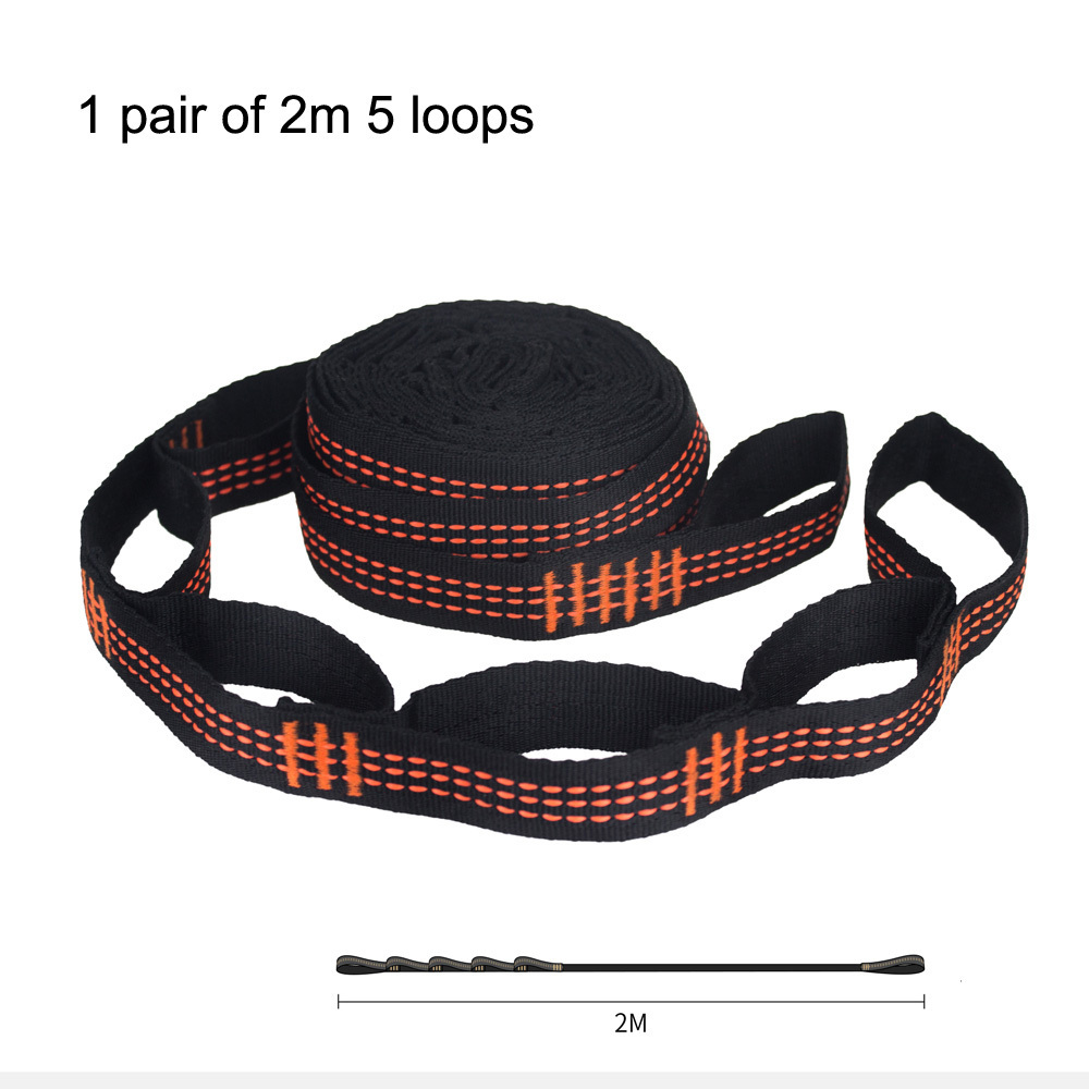 Pair of Hammock Straps 2 Meters 5 Loops Adjustable Tree Hanging Belts Hammock Ropes