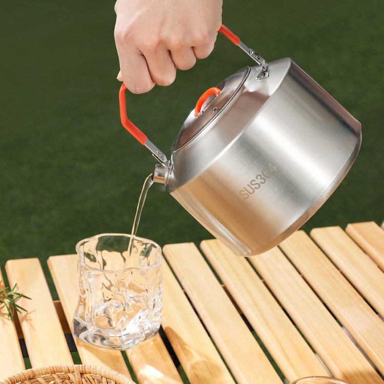 1L/1.5L Portable Food-Grade 304 Stainless Steel Camping and Picnic Outdoor Water Kettle