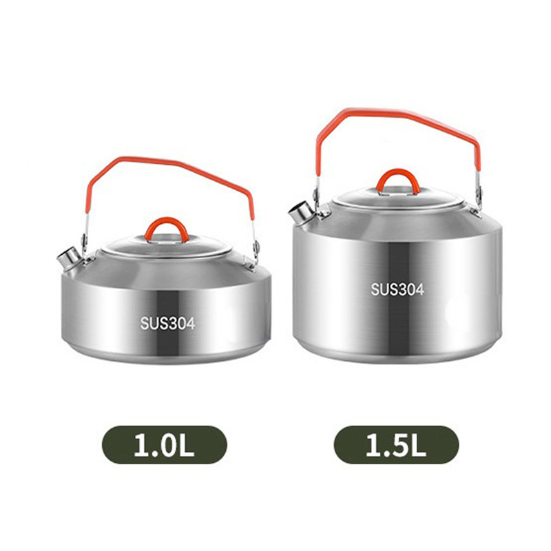 1L/1.5L Portable Food-Grade 304 Stainless Steel Camping and Picnic Outdoor Water Kettle