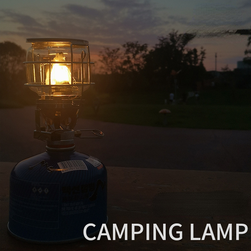 ODM Available Portable Medium-sized Glass Cover Gas Camping Lamp Lantern for Outdoor Tent Lighting and Heating