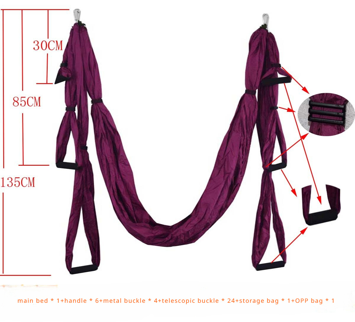 wholesale 250*150CM parachute nylon cloth anti gravity indoor fitness Swing aerial yoga hammock