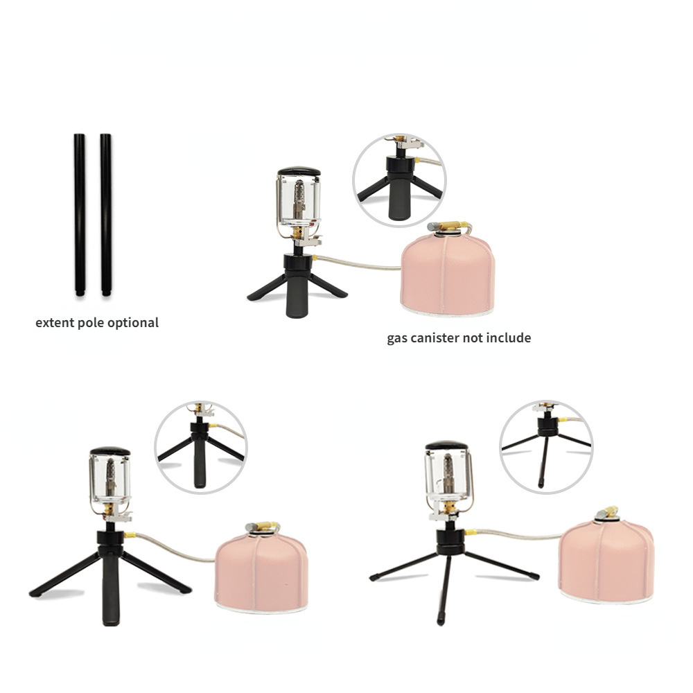 New Arrival Spot Goods Portable Glass Chimney Camping Gas Lamp Lantern with Tripod Stand and Extent Pole for Outdoor