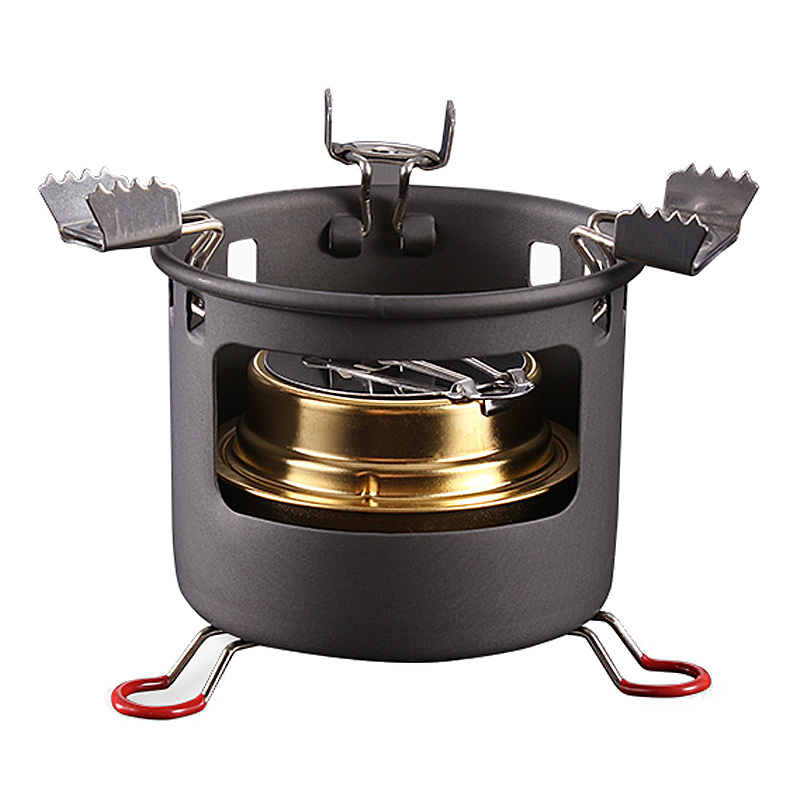 ALOCS B13 Outdoor Camping Alcohol Burn Stove with Stand Folding Picnic Outdoor Stove Camping Cookware with Kettle