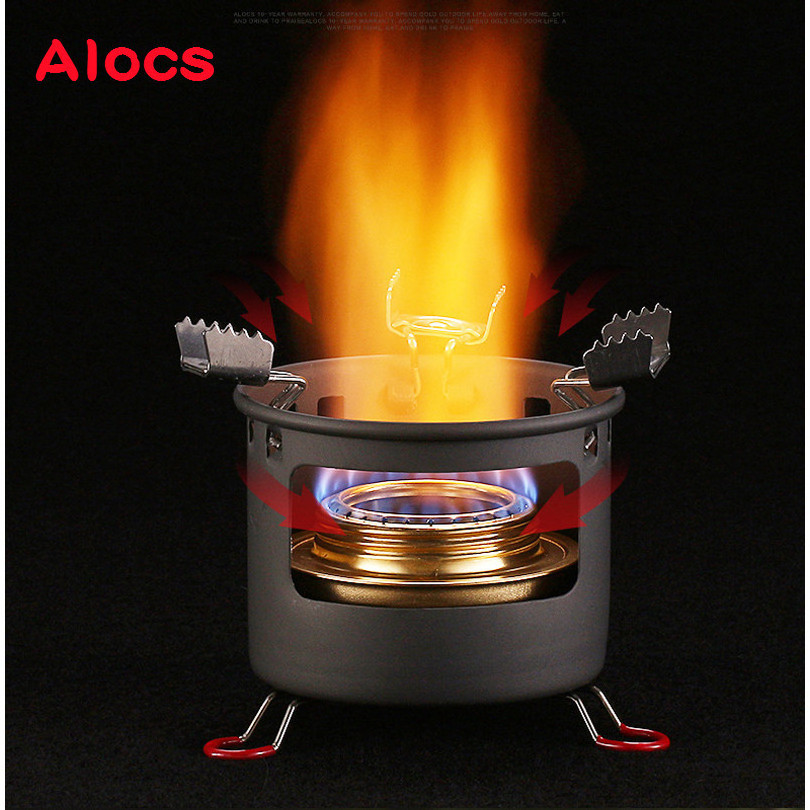 ALOCS B13 Outdoor Camping Alcohol Burn Stove with Stand Folding Picnic Outdoor Stove Camping Cookware with Kettle