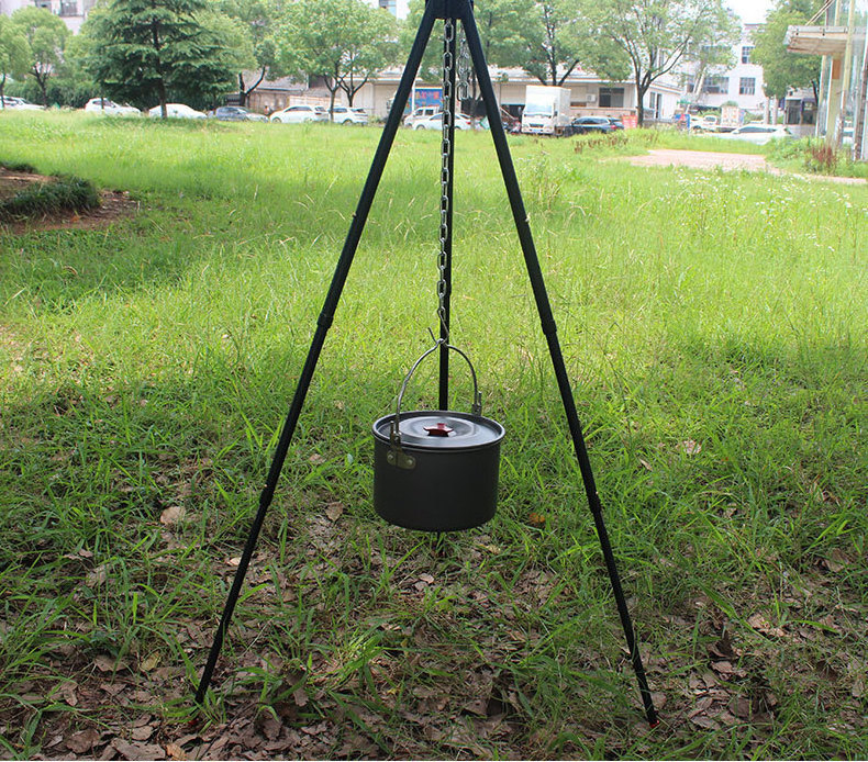 Aluminum Alloy Outdoor Camping Cooking Durable Campfire Tripod Hanging   Stand