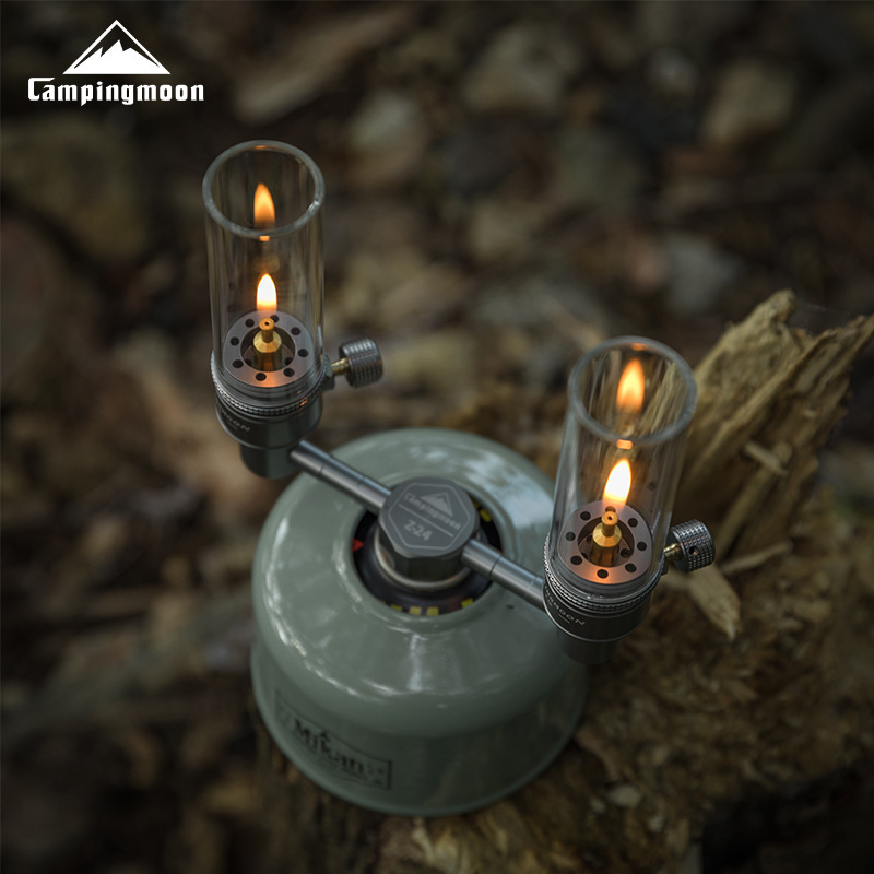 CAMPINGMOON T-1D Gas Camping Lantern with Galsee Cover Candle Lamp Light for Camping