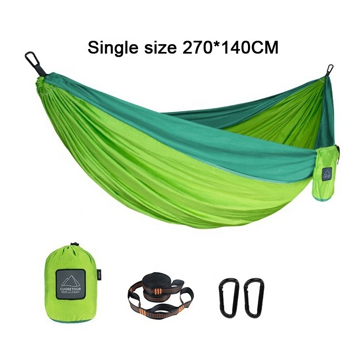 In stock 270*140cm Single size Outdoor Portable Ultralight Folding Parachute Nylon Camping Swing Hammock