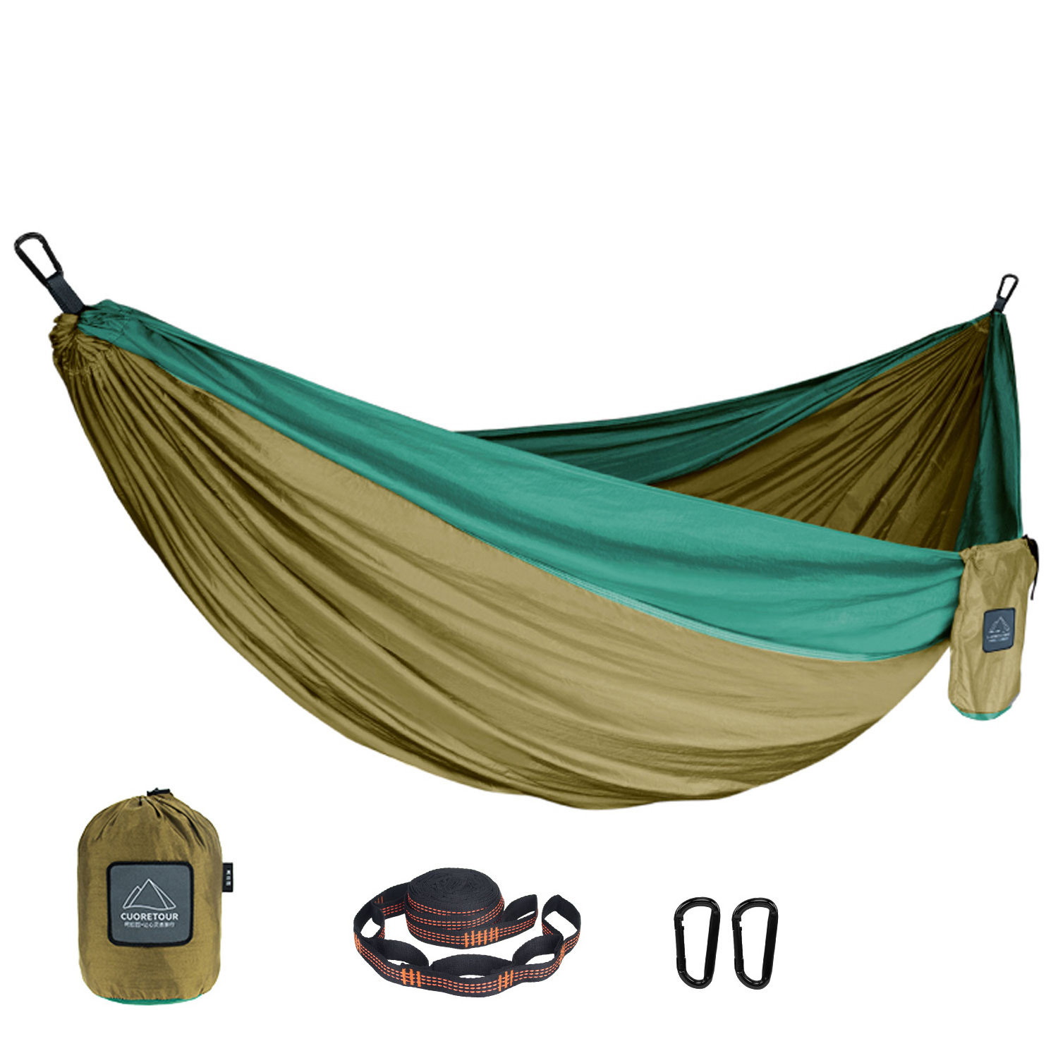 In stock 270*140cm Single size Outdoor Portable Ultralight Folding Parachute Nylon Camping Swing Hammock