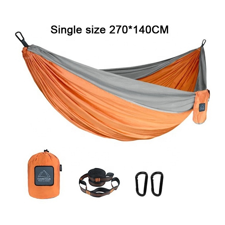 In stock 270*140cm Single size Outdoor Portable Ultralight Folding Parachute Nylon Camping Swing Hammock