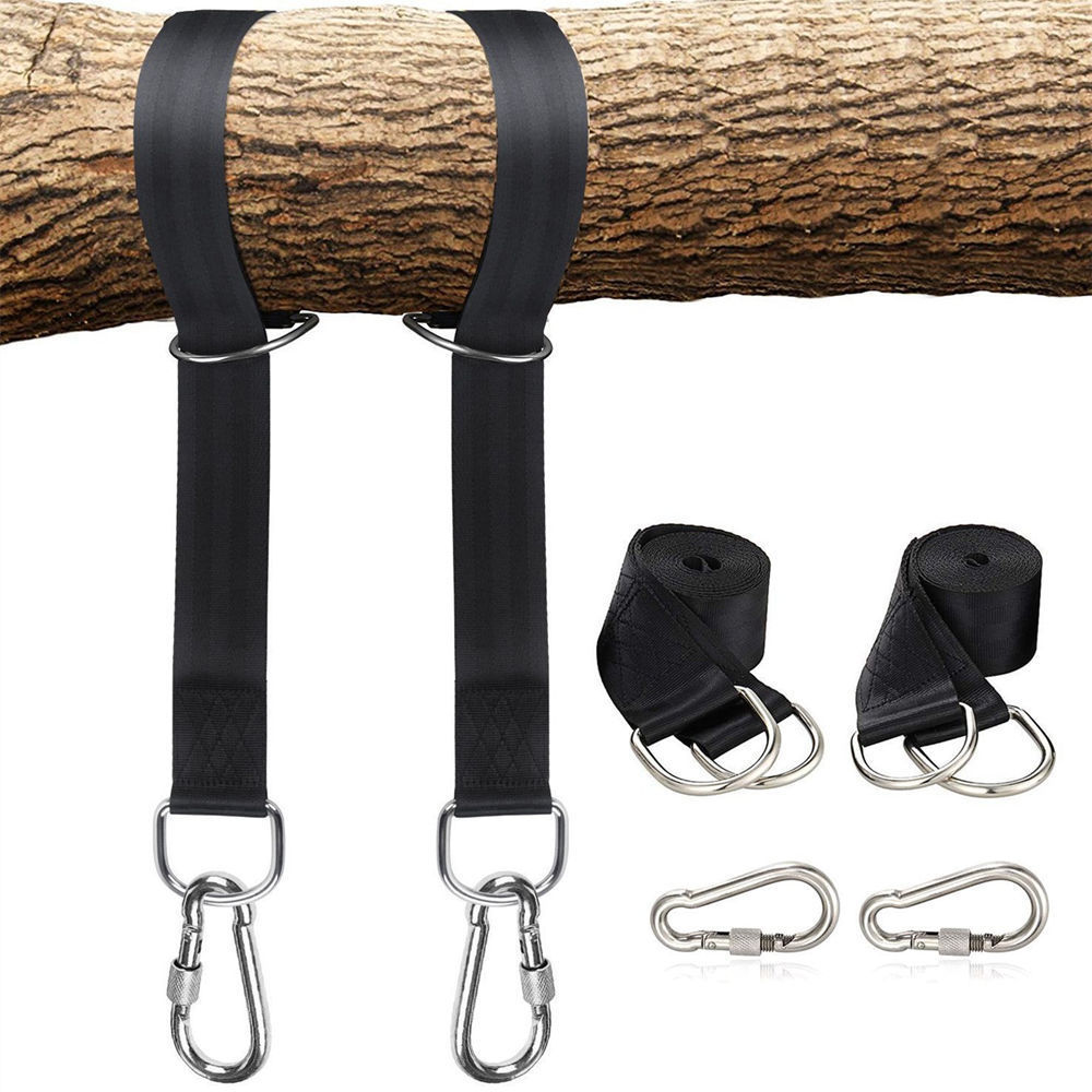 1.5m Polyester Safety Strength Heavy Duty Swing Straps Hanging Kit Hammock Straps Belts with Locking Carabiner