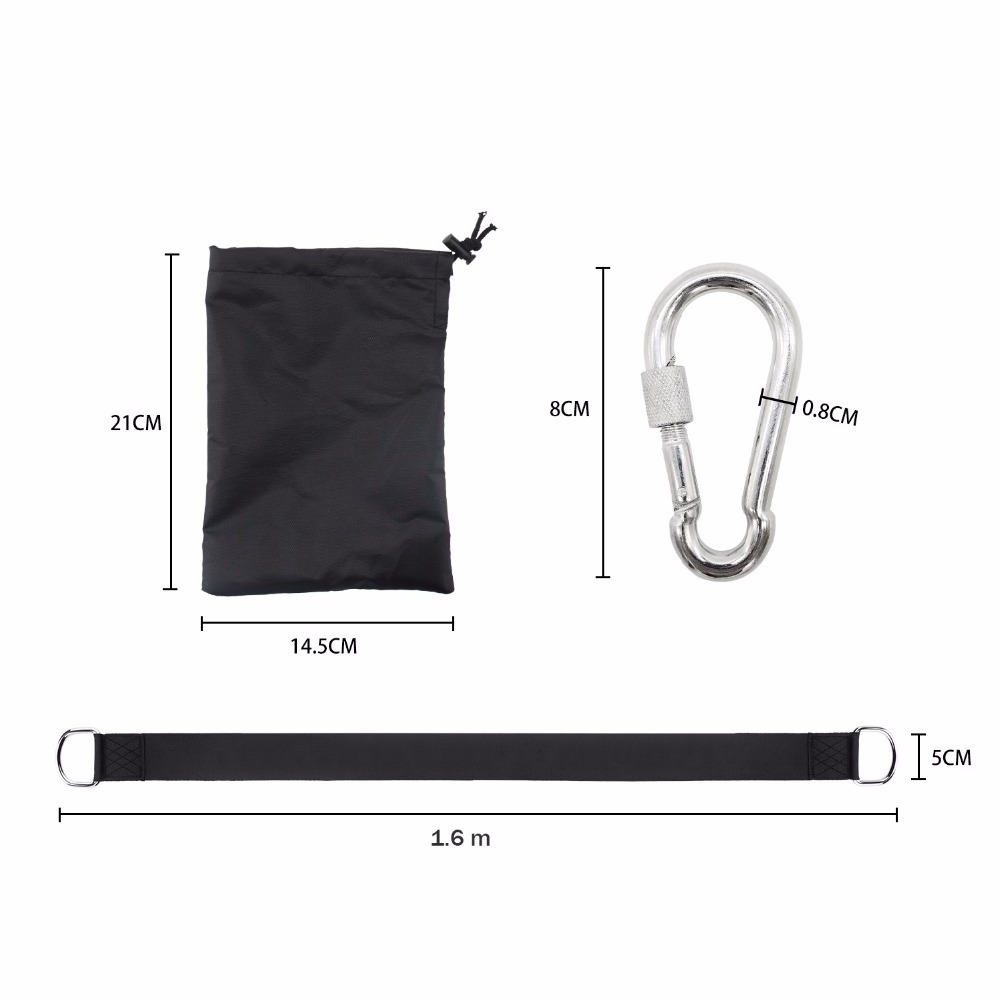 1.5m Polyester Safety Strength Heavy Duty Swing Straps Hanging Kit Hammock Straps Belts with Locking Carabiner