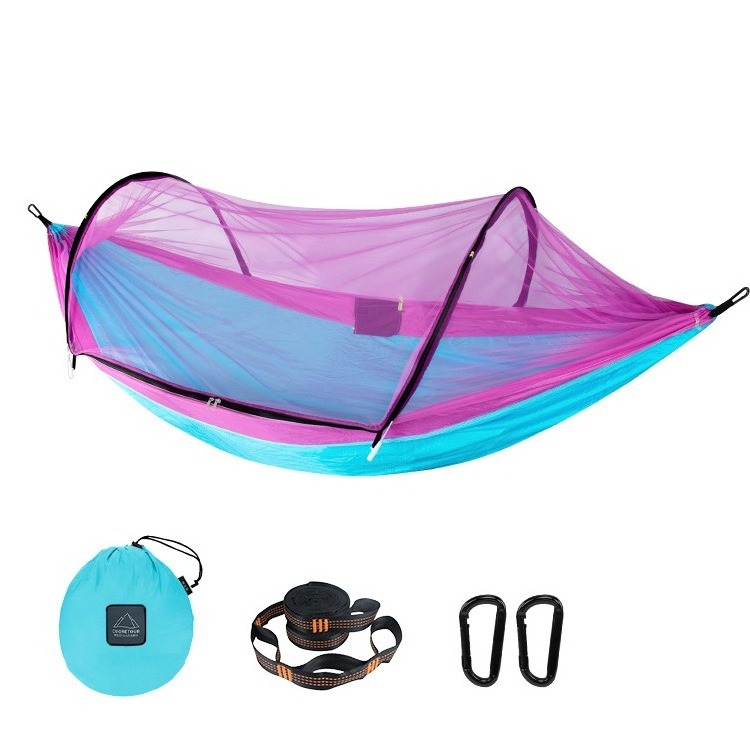 in stock and OEM  270cm*140cm light Weight Outdoor Camping Nylon Parachute Fabric Portable Travel POP up Mosquito Net Hammock