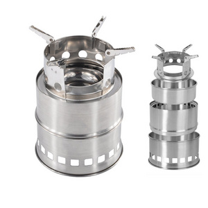 New Outdoor Portable Wood Stove Stainless Steel Firewood Furnace Lightweight Camping Alcohol Stove