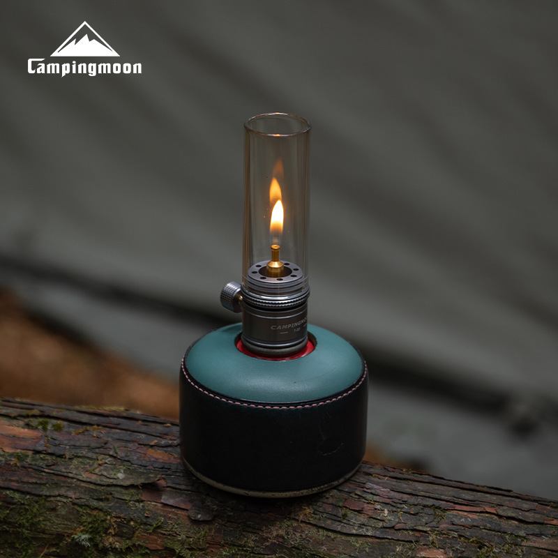 CAMPINGMOON T-1D Gas Camping Lantern with Galsee Cover Candle Lamp Light for Camping