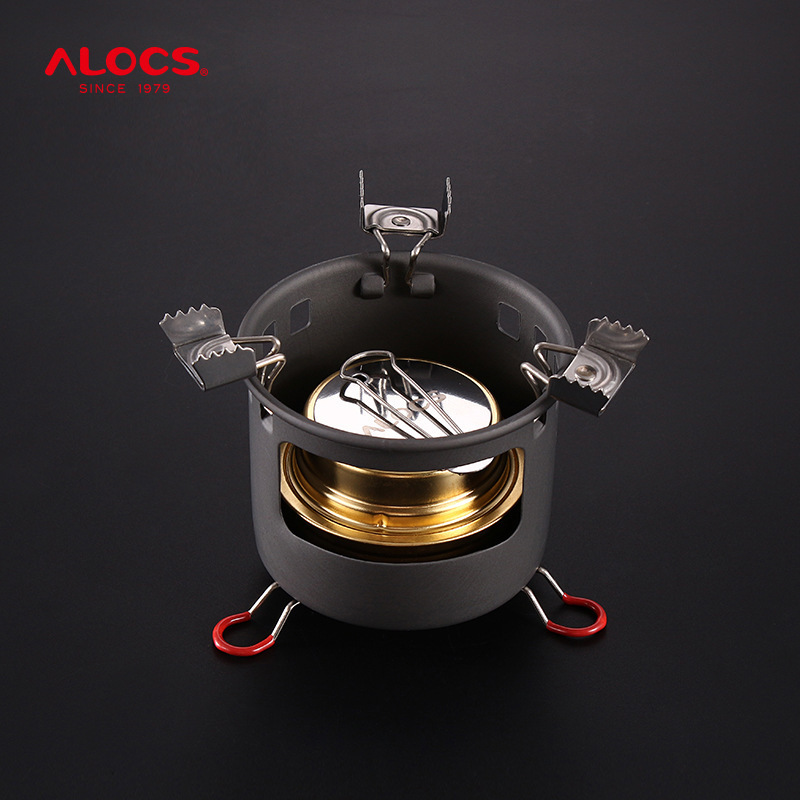 ALOCS B13 Outdoor Camping Alcohol Burn Stove with Stand Folding Picnic Outdoor Stove Camping Cookware with Kettle