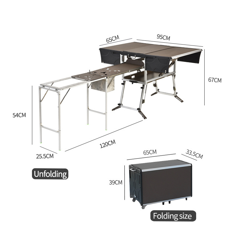 Bulin C650 Portable Outdoor Family Picnic BBQ Mobile Kitchen Counter Folding Aluminum Alloy Cookware Equipment Camping Utensils