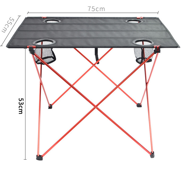 Outdoor Portable  Adjustable Lightweight  Oxford Cloth Table Top With Aluminum Frame Folding Mini Camping Dining Picnic Table