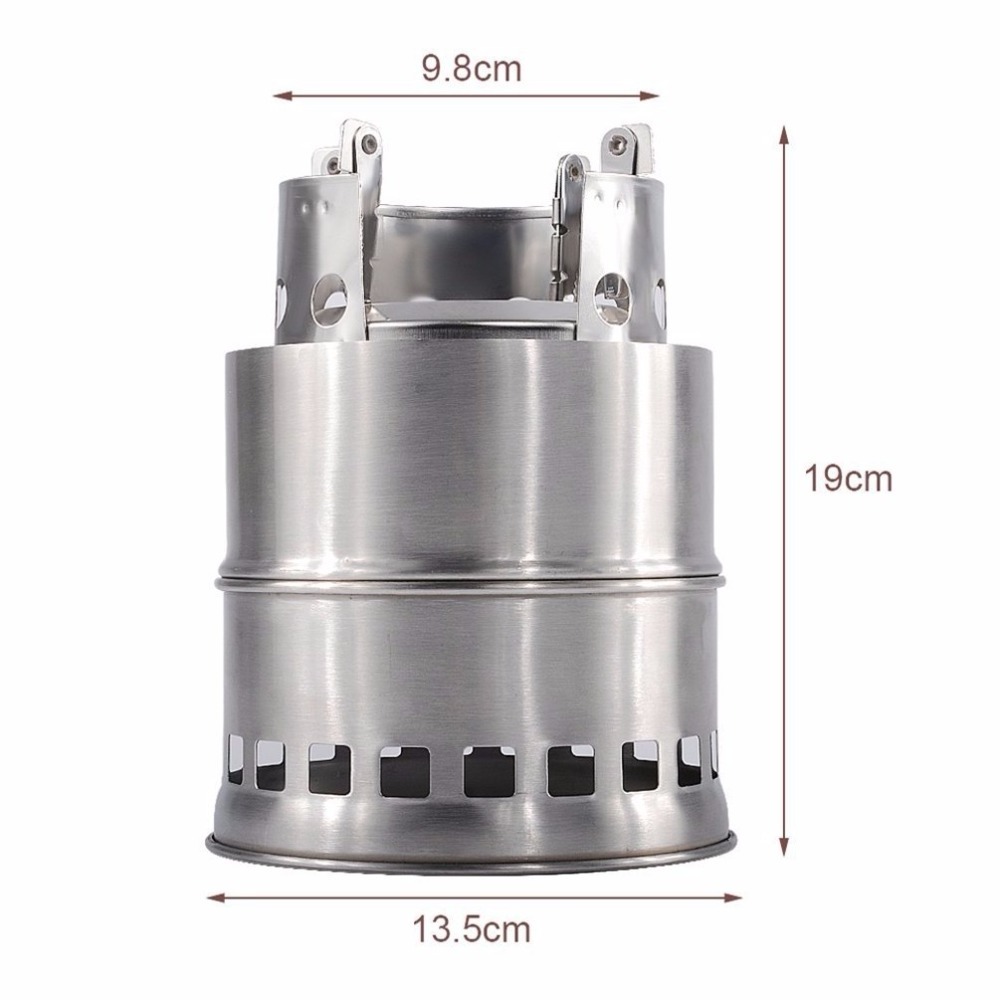 New Outdoor Portable Wood Stove Stainless Steel Firewood Furnace Lightweight Camping Alcohol Stove