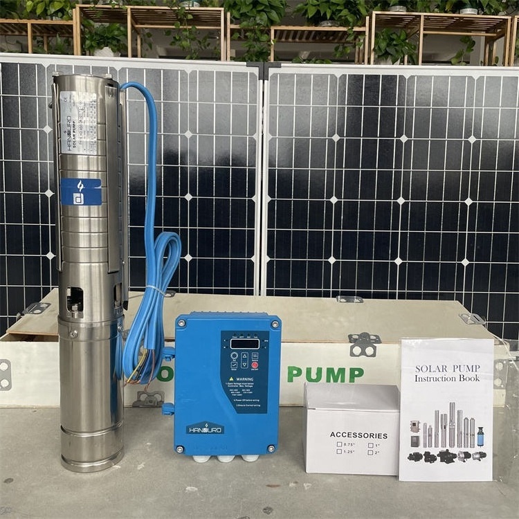 Agriculture Irrigation High Pressure 1500w 2hp Stainless impeller Pompe Solaire Solar Power Dc Submersible Water Pump