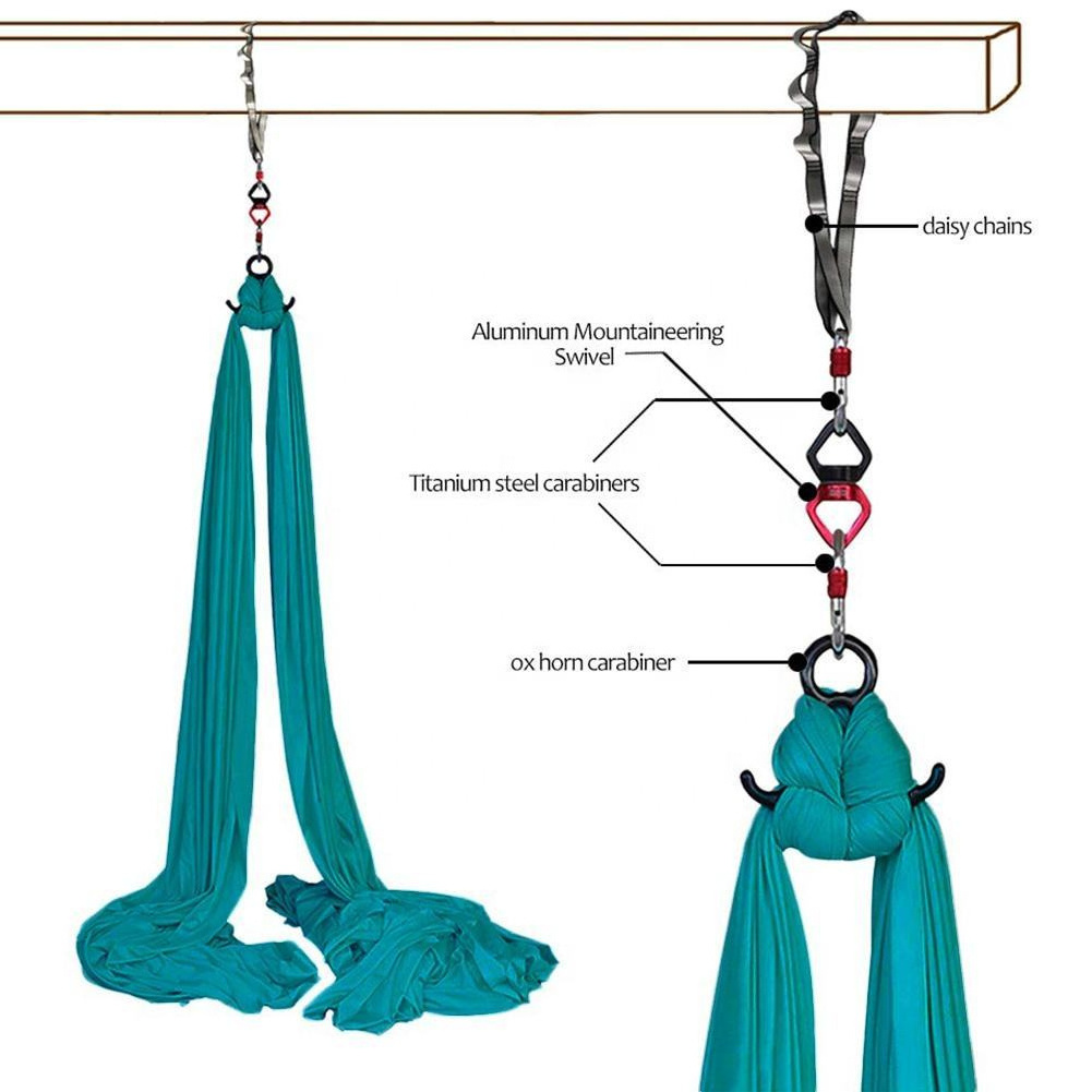 League-Sport Yoga Hammock Swing Set Includes Tricot Fabric Silks, Full Rigging Hardware