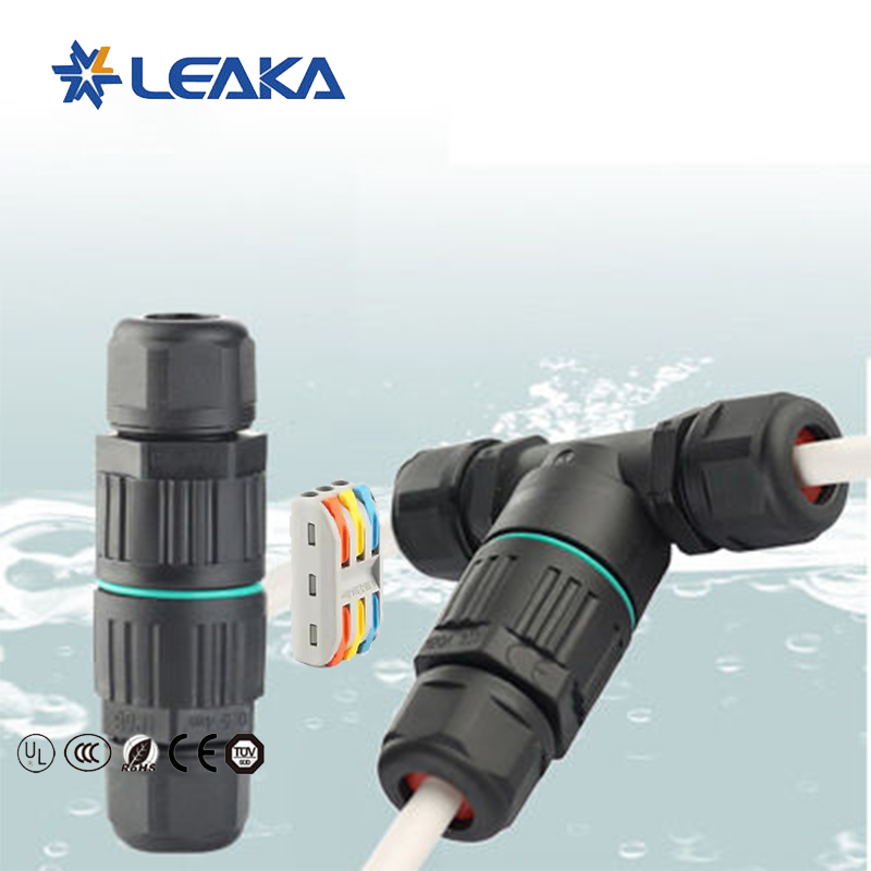 Wholesales IP68 3pin 5pin male female 3-way t screw type waterproof 250V 16A Cable Wire Gland Sleeve quick wire connector