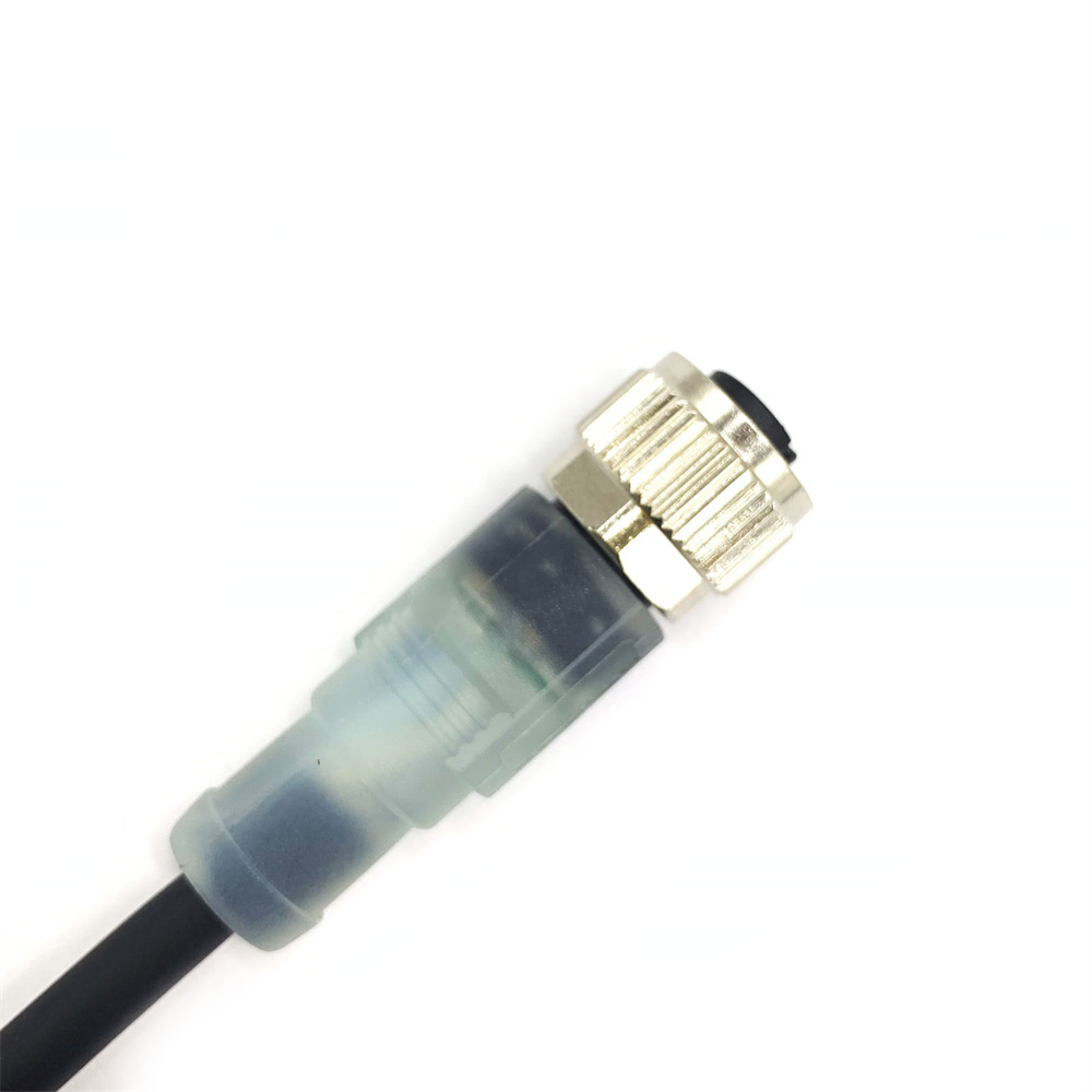 Customized Overmolded Wire Harnesses Waterproof cable Straight Angle assembly LED indicator light m12 connector 4 pin