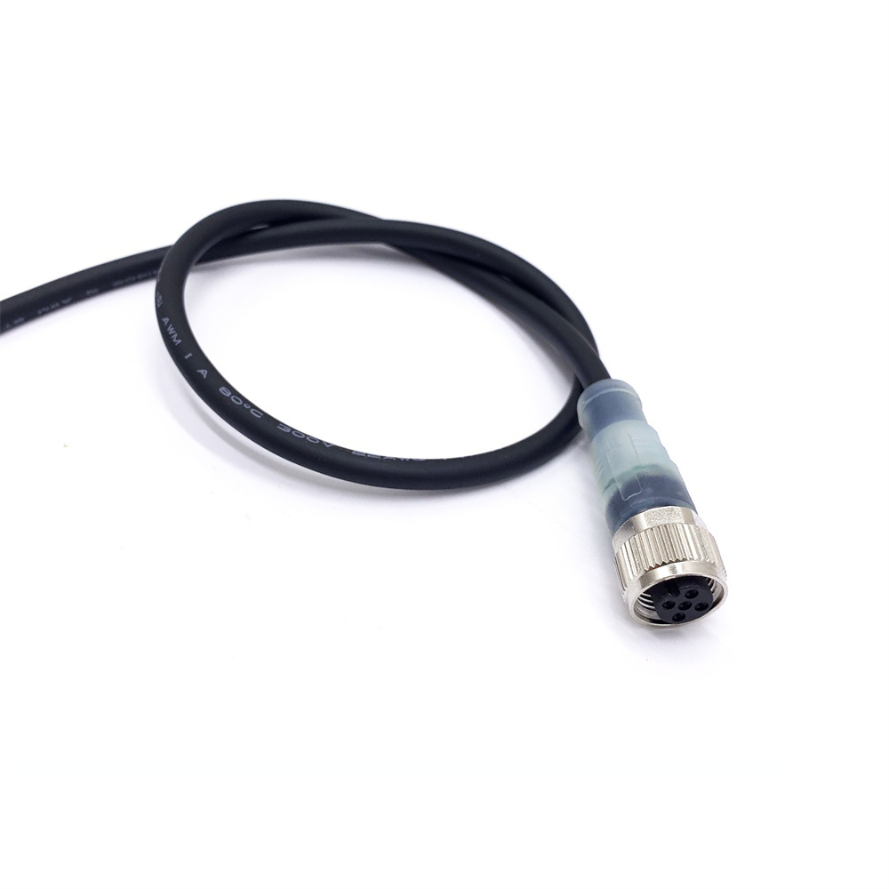 Customized Overmolded Wire Harnesses Waterproof cable Straight Angle assembly LED indicator light m12 connector 4 pin