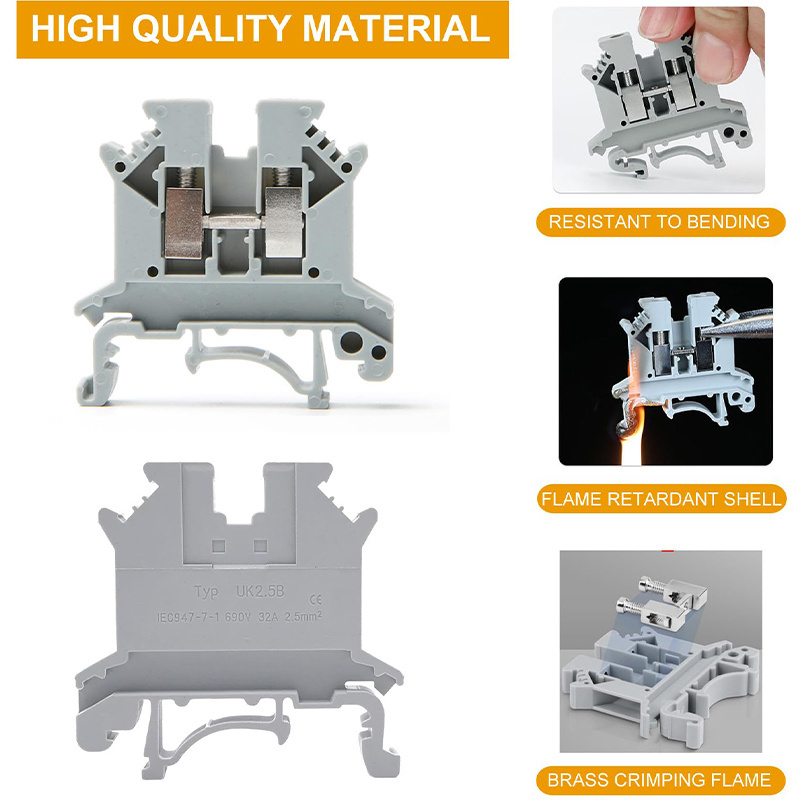 UKK connector UK Screw Wire Connector Three Level Din Rail Terminal UKK3 300V 25A terminal block 2.5mm