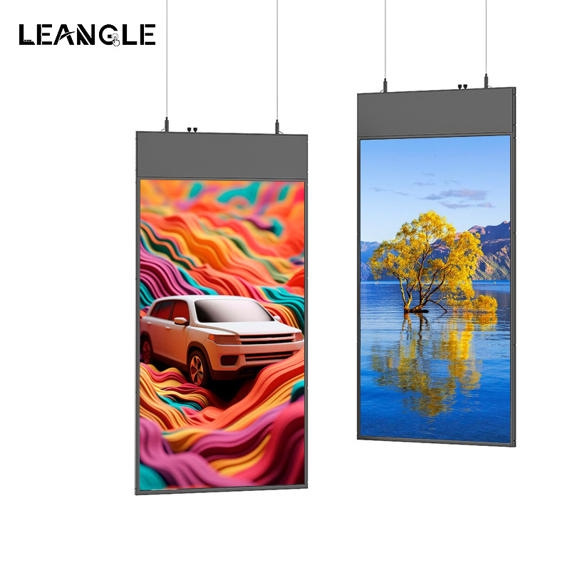 dual-sided hanging high brightness No power cable ultra slim 25mm 2k 4k lcd advertising screen monitor digital signage