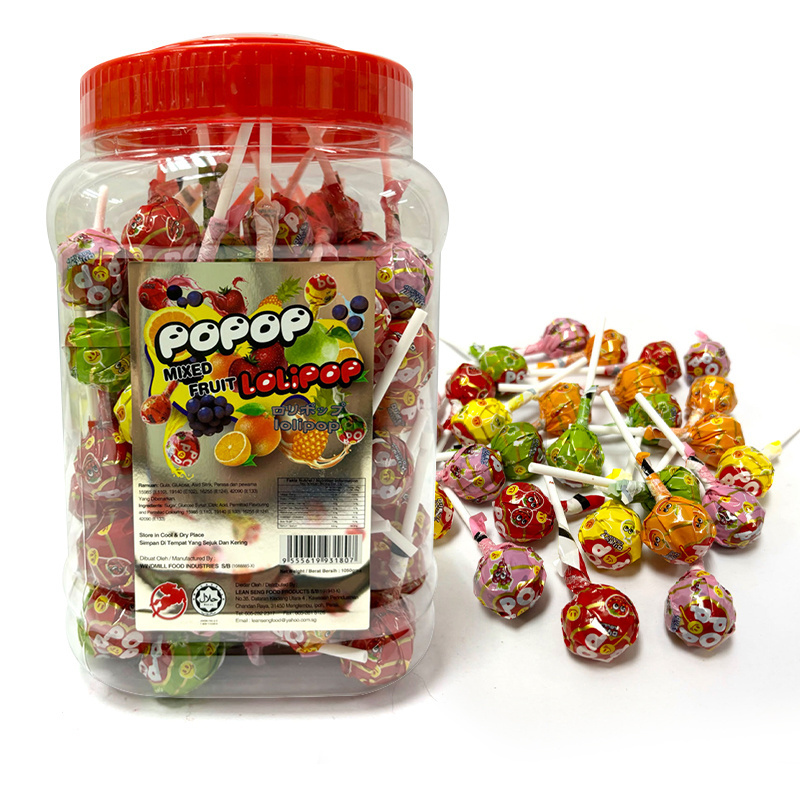 Malaysia Wholesales Popop Mixed Fruit Lollipop (1050gm x 12 Jar) Sweet and Tangy Sensation That Captivates Taste Buds