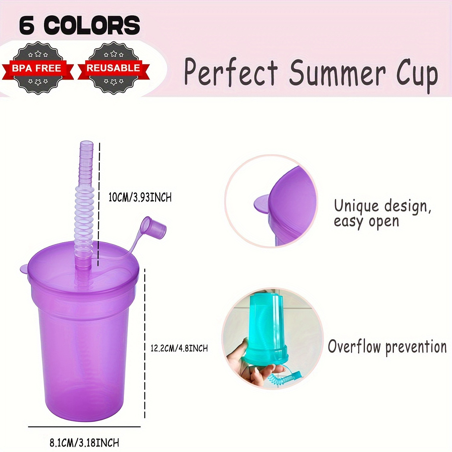 Custom 380ml food grade pp plastic travel tumbler reusable plastic coffee mug with lid foldable elastic straw&topper for kids