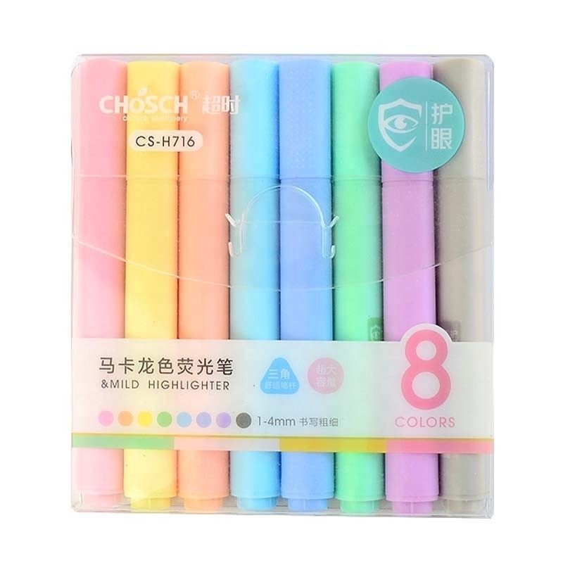 8pcs/set Macaron Pastel Fluorescent Highlighter Marker with Chisel Tip