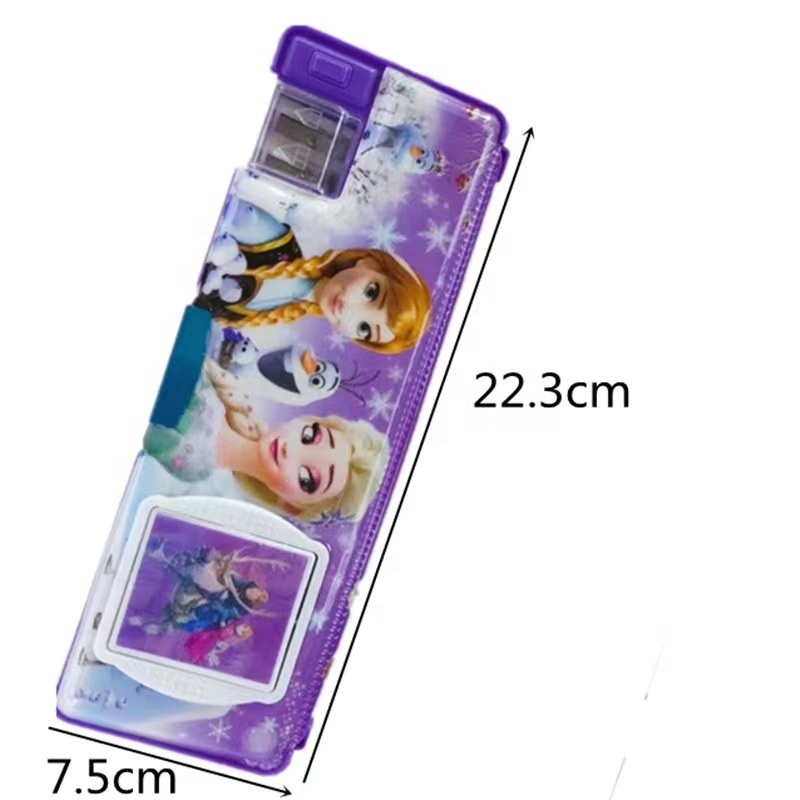 New Children's Calculator Plastic Stationery Box Primary School Cartoon Double sided Tape Multifunctional Pencil Box