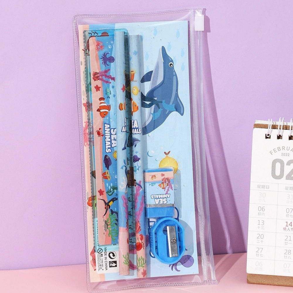 Student graduation stationery Gifts Children's cartoon kindergarten school supplies gift box set pvc zipper bag pencil