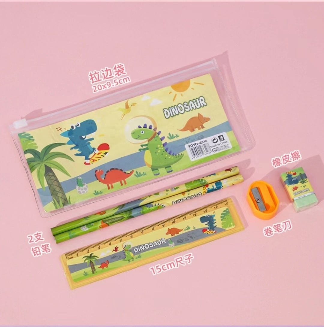 Student graduation stationery Gifts Children's cartoon kindergarten school supplies gift box set pvc zipper bag pencil