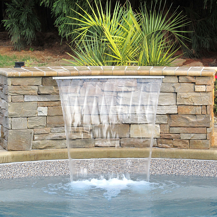 Outdoor artificial swimming pool water blade wall hanging fiberglass waterfalls