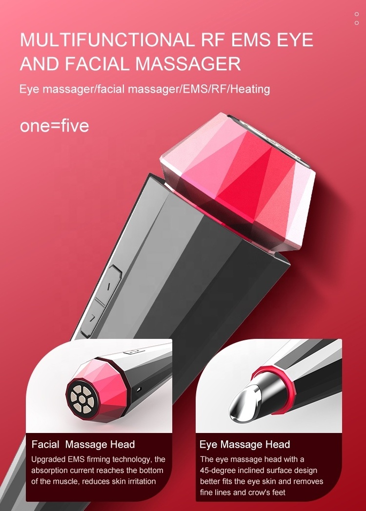 4 in 1 Facial Skincare Tool Red Light Therapy For Face Neck EMS Microcurrent Face Massage Anti-Aging Skin Tightening Beauty Wand