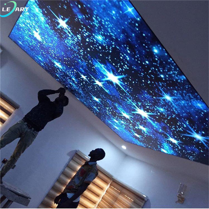 Interior decorative Modern False roof ceiling tiles 3d starry sky printed stretch ceilings film design for house living pop room