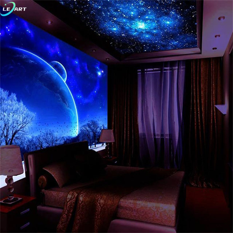 Interior decorative Modern False roof ceiling tiles 3d starry sky printed stretch ceilings film design for house living pop room