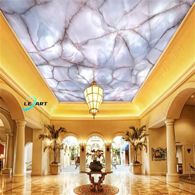 Artificial Translucent Marble faux stone panels Suspended Stretch Ceiling Tiles for hall