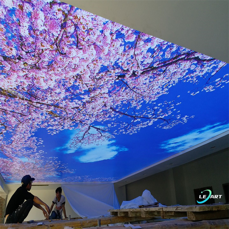 Hot Stamping Drop PVC Ceiling Panels Modern Graphic flower printed false pop ceiling Design board