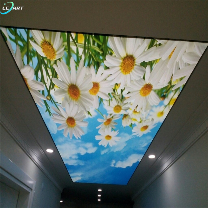 Hot Stamping Drop PVC Ceiling Panels Modern Graphic flower printed false pop ceiling Design board