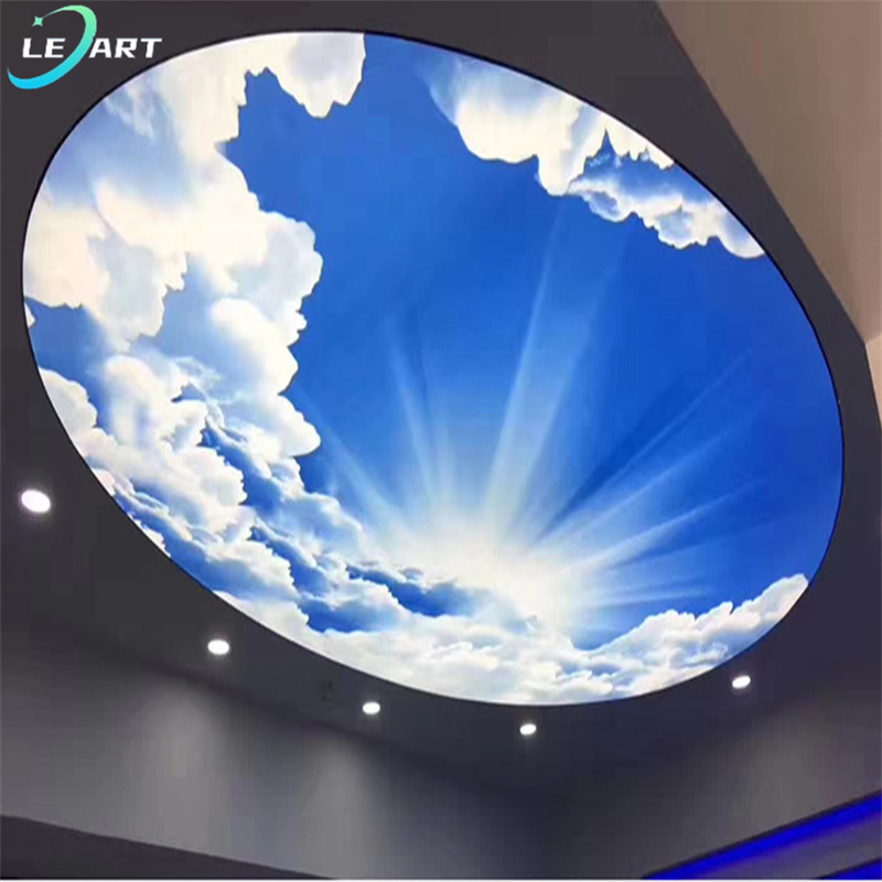 LeArt Luxury Fall Ceiling Ideas Roof Decoration Stretch Led Sky Ceiling Panel 3d Pvc for Restaurant