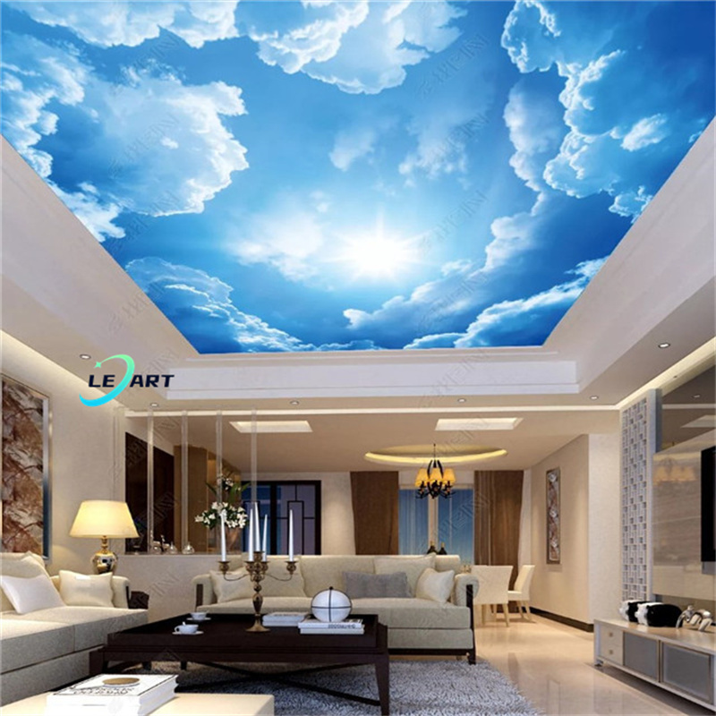 interior decorations LED light decorative film 3d Infinity UV printed Pvc Stretch Ceiling for house decor