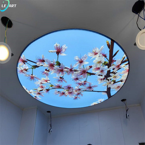 LeArt decorative film colorful UV print blue sky modern suspended 3d pvc stretch ceiling for hotel