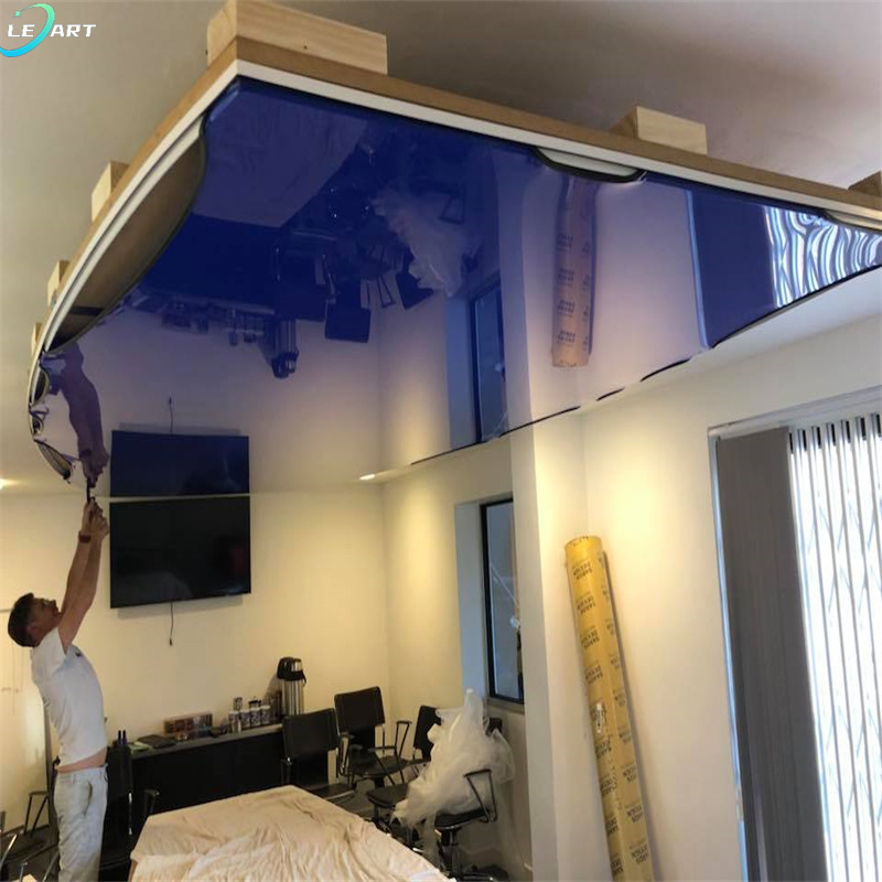 Shanghai area great price home decor mirror pvc stretch ceiling film panel tile designs for bedroom