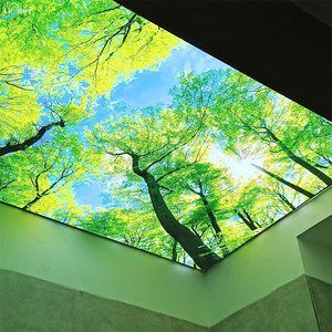 Waterproof Decorative Tv Background Material 3d Sky Trees Uv Print Pvc Stretch Ceiling Film for home wall decor