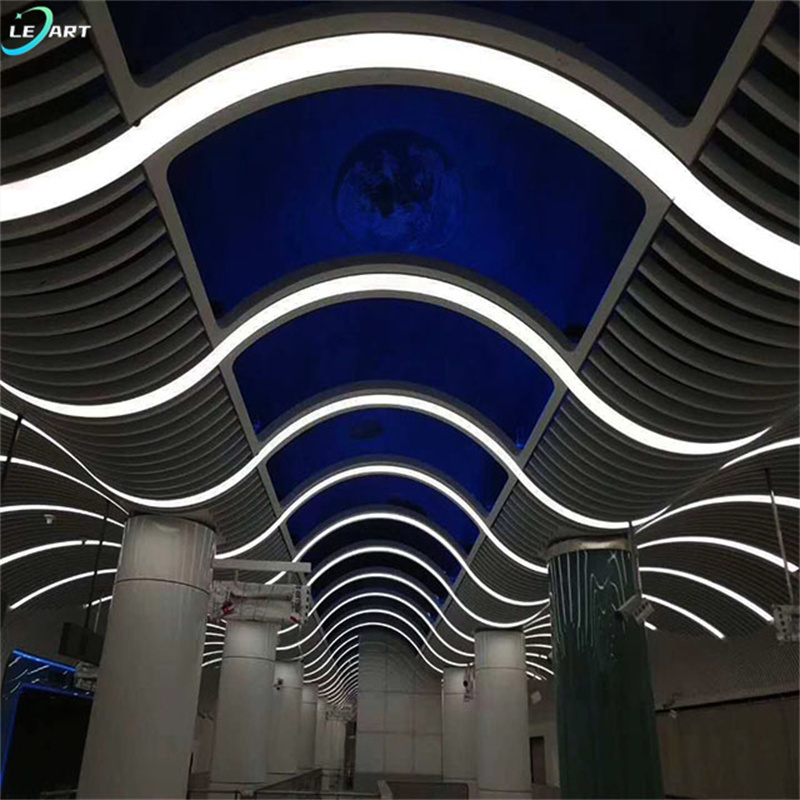 Wood Grille Ceiling Metal Aluminum Panel Decorative Stretch Linear Strip False Suspended Ceiling Decor