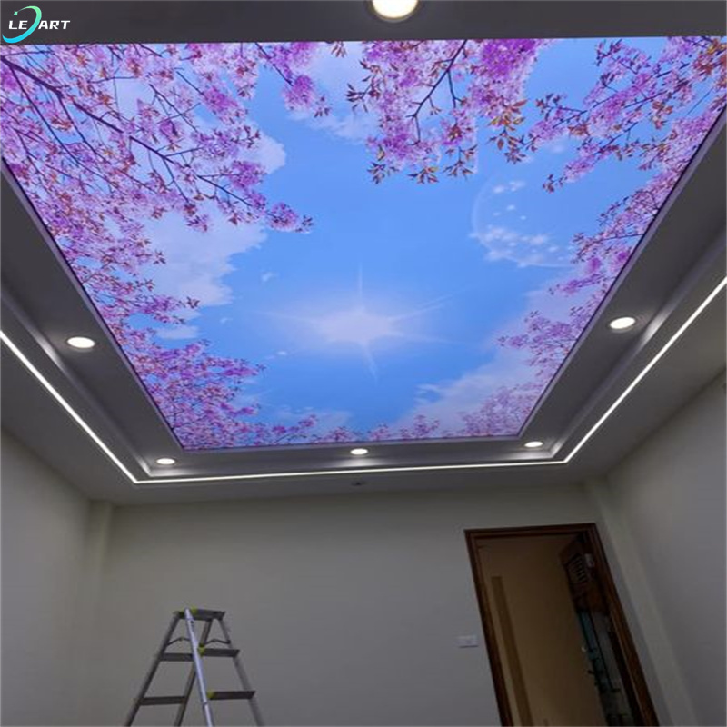 LeArt Drawing Room Decorative Items Wallpaper Ceiling Decor 3d Graphic Flowers Plafon Pvc Ceiling Panels